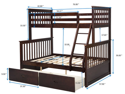 Bunk Bed With Ladder, And Safety Guard Rails