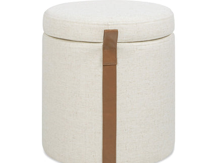 Brandy - Round Upholstered Storage Ottoman With Accent