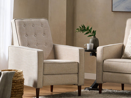 Mid-Century Modern Recliner With Button Tufted Waffle Stitch