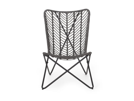 Outdoor Wicker Chair With Geometric Cross Base, (Set of 2) - Gray