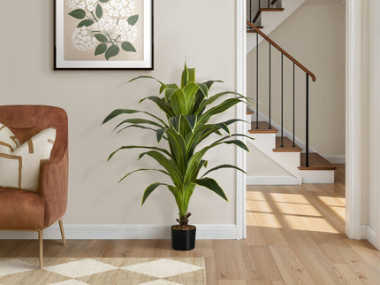 47" Tall, Artificial Plant, Dracaena Tree, Indoor, Faux, Fake, Floor, Greenery, Potted, Real Touch, Decorative - Green / Black