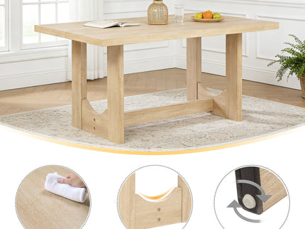 6 Piece Rectangular Kitchen Table Set With Bench And 4 Upholstered Chairs For Kitchen - Light Oak