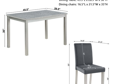 Dining Table Set, Table With A Rectangular Table And Upholstered Chairs