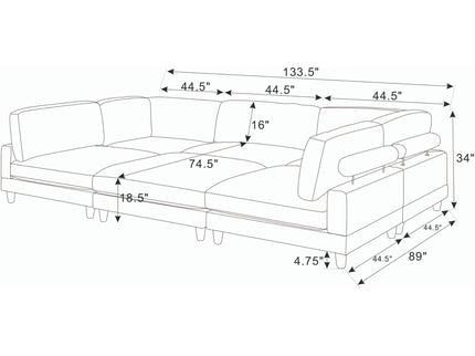 Modern Modular Sectional With Adjustable Back Support