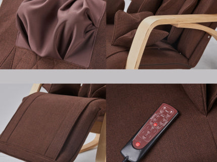 Comfortable Relax Rocking Chair With Full Massage Function Cotton Fabric Air Pressure - Brown