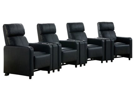 Warren - 4 Seater Home Theater With 3 Wedge Consoles - Black