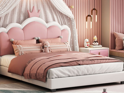 Upholstered Princess Platform Bed With Crown Headboard