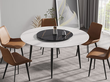 Modern Artificial Stone Round Dining Table, Can Accommodate 6 People Artificial Stone Turntable