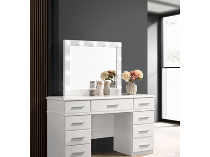 Sarah - 9 Drawer Vanity Desk With Mirror Set - White