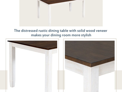 6 Piece Dining Set With 4 Upholstered Chairs & Bench - Walnut