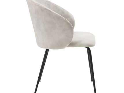 Velvet Upholstery Side Chairs 2 Piece Set With Metal Legs Modern Home Furniture - Beige