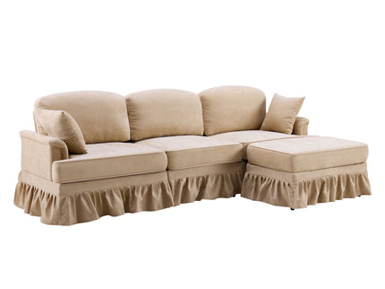 Cloud Sofa With Removable Ruffled Skirt With Ottoman And Flared Arms