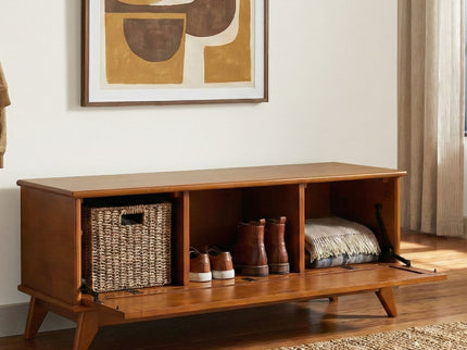 Draper - Flip Down Storage Bench - Teak