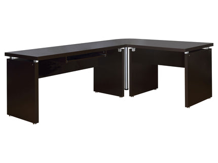 Ulloa - L Shaped Office Desk With Slide Out Keyboard Tray And Storage Drawers - Cappuccino