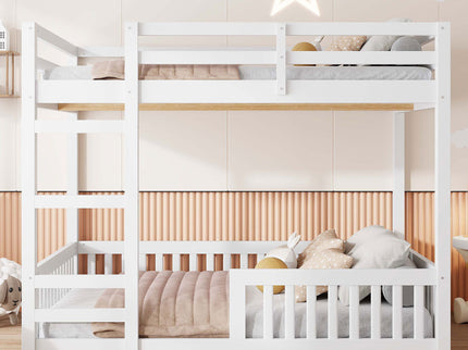 Stylish Bunk Bed With Ladder And Guardrails