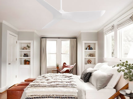 Ceiling Fan Without Light, DC Motor Remote Control Fan For Indoor / Outdoor Use - White