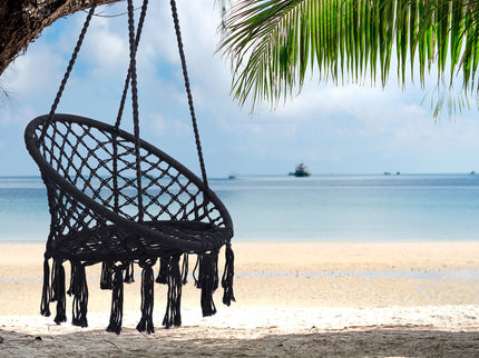 Macrame Hanging Hammock Chair, Rope Swing For Indoor And Outdoor Use
