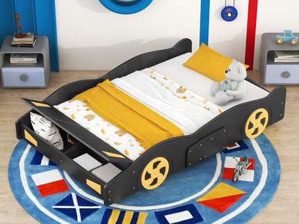 Race Car Shaped Platform Bed With Wheels And Storage