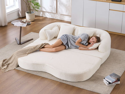 Foldable Sofa Bed, Boneless Couch Convertible Sleeper With 4 Pillows