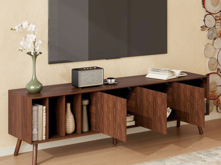 TV Stand With 5 Legs, Media Console Table For Tvs Up To 75" - Walnut