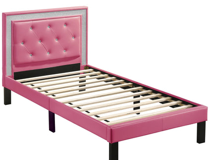 Glamours Style Bed With Diamond Tufted Padded Headboard