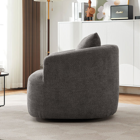 360° Swivel Barrel Sofa Chair With Throw Pillow, Upholstered Accent Chair