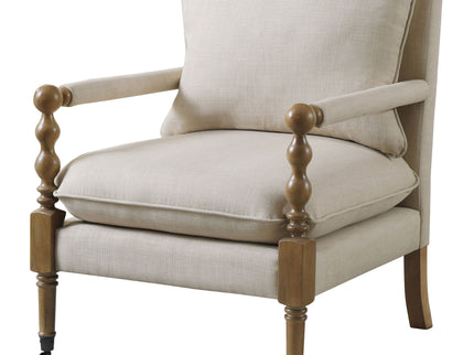 Accent Chair With Turned Legs - Beige