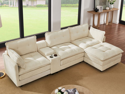 Oversized Modular Sectional Sofa With Multi Functional Console