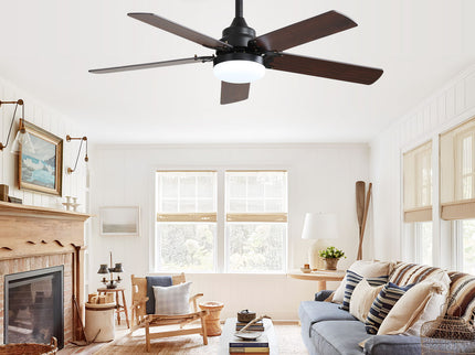 Modern Ceiling Fan With 3 Color Dimmable Light 5 Blades Remote Control Reversible Dc Motor For Bedroom - Black