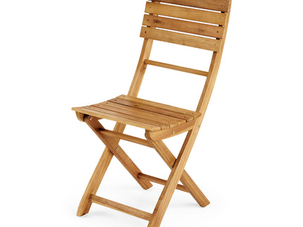 Outdoor Foldable Wood Dining Chair With Slat Design (Set of 2)