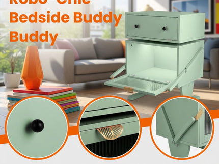 Robot LED Nightstand With 360° Rotating Drawer