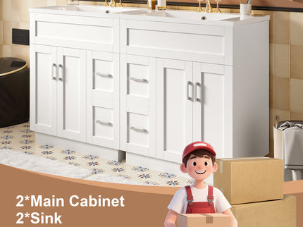 Bathroom Vanity With 2 Doors, 2 Drawers, Adjustable Shelf, Hidden Slides & Soft Close Hinges
