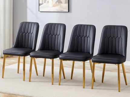 Modern Dining Chairs With Metal Legs And Simple Line Design On Backrest
