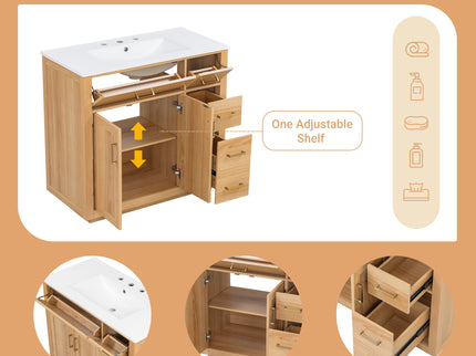 Bathroom Vanity & Sink, Soft Close Doors & Drawers - Wood