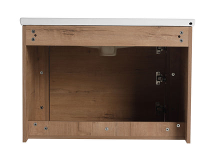 Wall Mounted Bathroom Vanity With Sink And Storage Shelves, Soft Close Doors