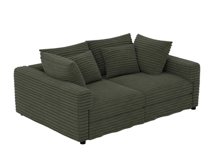 Convertible Deep Seat Sofa With Soft Pillows And Ottomans