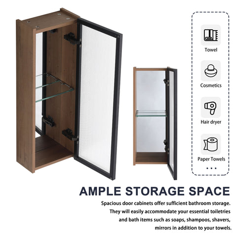 30" Wall Mounted Mirror Cabinet With Door - Imitative Oak