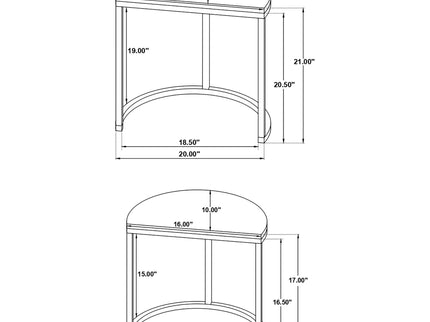 Allura - 2 Piece Demilune Nesting Table Set - Black