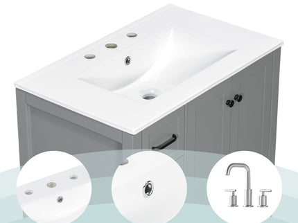 Bathroom Vanity With Sink Top, Bathroom Vanity Cabinet With 2 Doors And 2 Drawers, Open Shelf