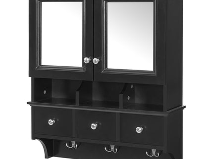 Modern Bathroom Mirror Cabinet With Drawers, Organizer Hooks, And High-Definition Mirrors