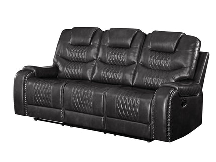 Braylon - Magnetite Synthetic Leather Manual Recliner Sofa - Brown