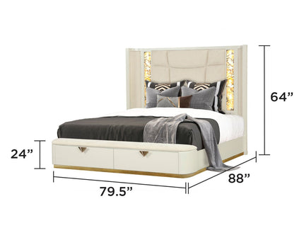 La Pierre - Modern Bedroom Set With Upholstered LED Bed