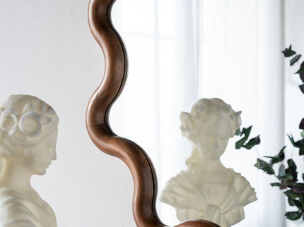 Wooden Accent Mirror With Unique Frame, Wall Mirror For Living Room Bedroom Entryway - Brown
