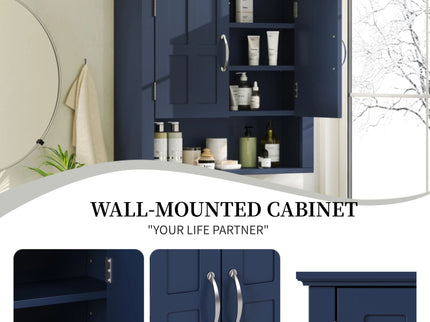 Multi Functional Wall Mounted Cabinet With Adjustable Shelves For Bathroom