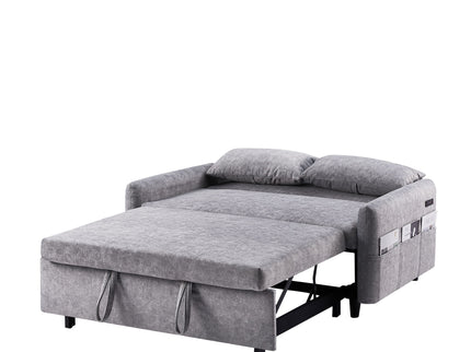 Pull Out Sleep Sofa Bed Loveseats Sofa Couch With Adjsutable Backrest, Storage Pockets, 2 Soft Pillows, USB Ports For Living Room, Bedroom, Apartment, Office