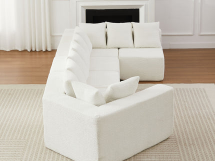 L - Shaped Modular Sofa With Deep Seat And 11 Pillows