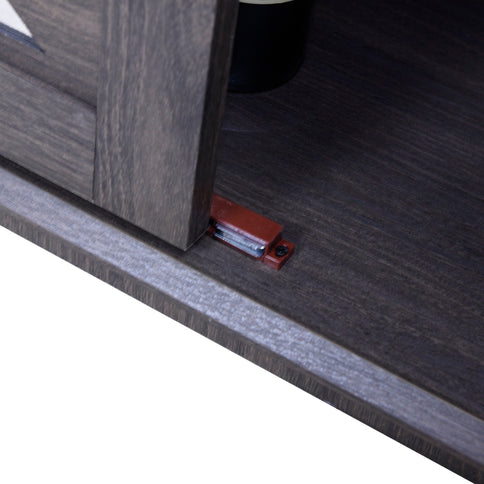 Elegant Sideboard With 2 Acrylic Mirrored Doors, Adjustable Shelf Storage