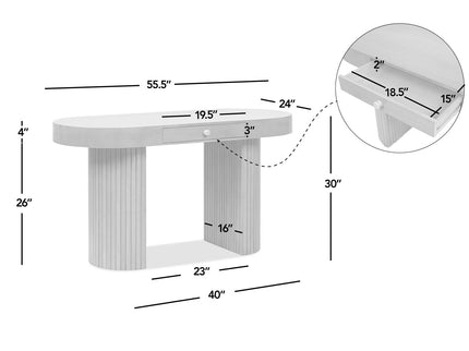 Jesse - Single Drawer Fluted Oval Console Desk - Honey Brown