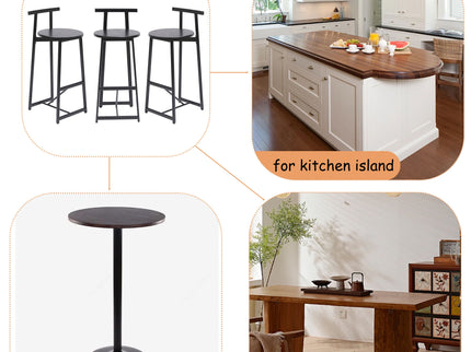 Modern Bar Stools With Backrest For Kitchen (Set of 3)