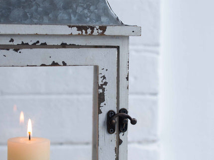 Wooden Candle Lantern Decorative, Hurricane Lantern Holder Decor For Indoor Outdoor, Home Garden Wedding - White